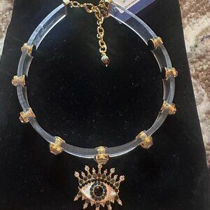 Kurt Geiger Gold Evil  Eye Pendant choker nwt